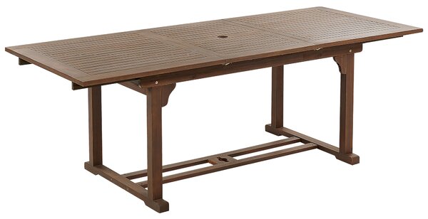 Vonkajší jedálenský stôl tmavé akáciové drevo 160/220 x 90 cm rozkladacia stolová doska tradičný rustikálny dizajn