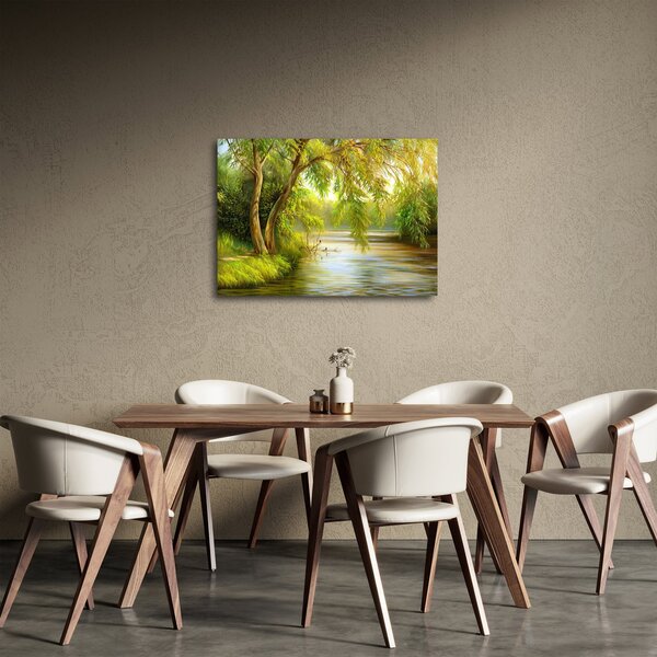 Obraz - Vŕba pri jazere, olejomaľba (70x50 cm)