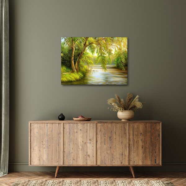 Obraz - Vŕba pri jazere, olejomaľba (70x50 cm)
