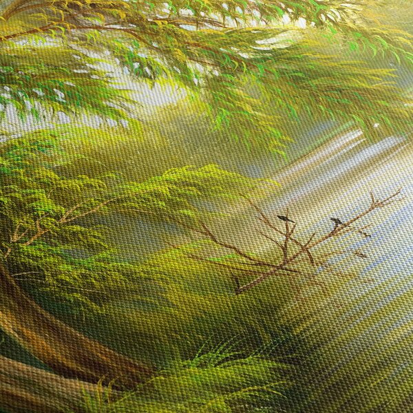 Obraz - Vŕba pri jazere, olejomaľba (120x50 cm)