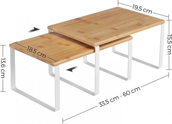 SONGMICS Dvojitý policový organizér Rick 30 cm biely