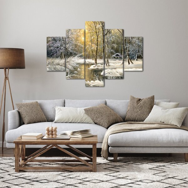 Obraz - Chalúpka v lese, olejomaľba (150x105 cm)