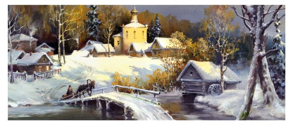 Obraz - Zimné mestečko (120x50 cm)
