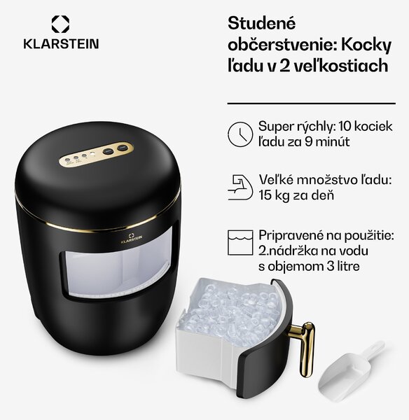 Klarstein Passau, výrobník ľadu, 2 veľkosti, 15 kg/24 h, Auto-Clean