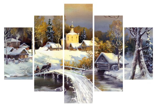 Obraz - Zimné mestečko (150x105 cm)