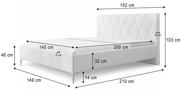 Čalúnená manželská posteľ Hilton 140x200 - tmavobéžová