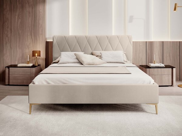 Čalúnená manželská posteľ Hilton 140x200 - béžová