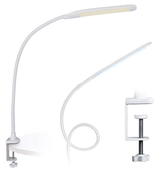 JU Stolná lampa s nastaviteľným ramenom, biela, interiérová