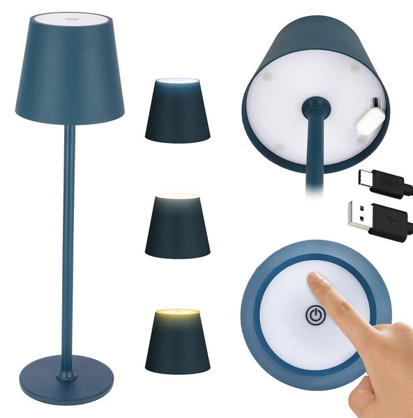 JU Stolná lampa 11 x 37 cm, modrá
