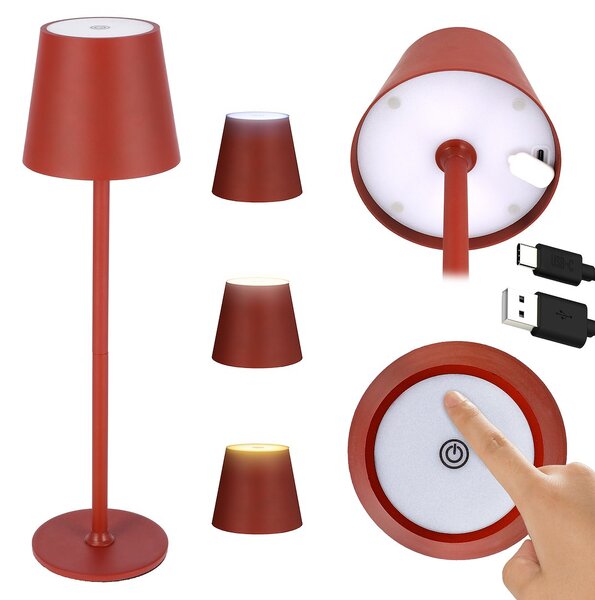 JU Stolná lampa 11 x 37 cm, červená