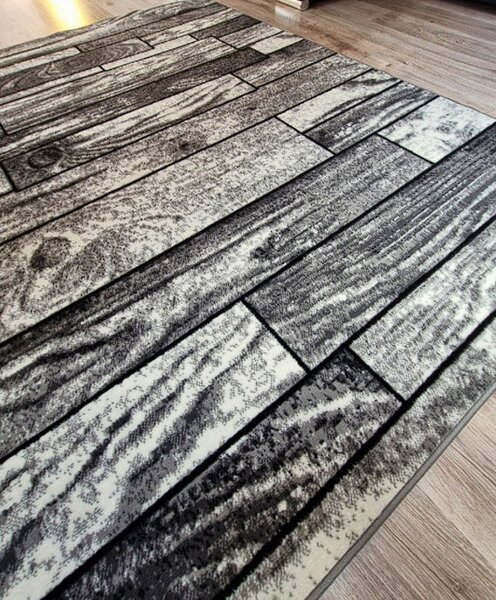 HU Sivý klasický koberec Shiraz Bcf so vzorom dreva Rozmer: 50x80 cm