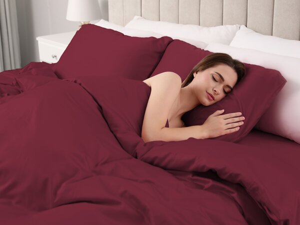 Biante Saténové posteľné obliečky ST-004 Vínové Dvojlôžko francúzske 220x200 a 2ks 70x90 cm