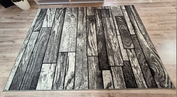 HU Sivý klasický koberec Shiraz Bcf so vzorom dreva Rozmer: 50x80 cm