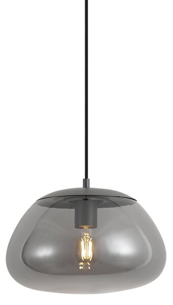 Retro závesná lampa kovovo sivá s dymovým sklom - Giselle