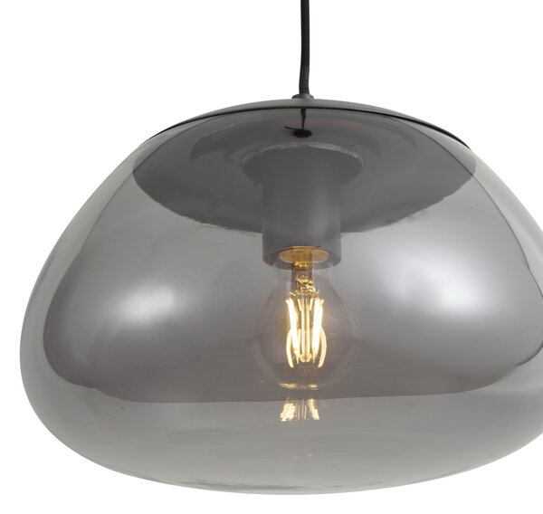 Retro závesná lampa kovovo sivá s dymovým sklom - Giselle