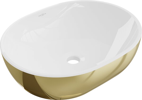 Mexen Viki, umývadlo na dosku 48x35x14 cm, biela-zlatá, 21054806