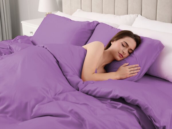Biante Saténové posteľné obliečky ST-009 Levanduľové Dvojlôžko francúzske 220x200 a 2ks 70x90 cm