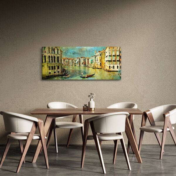 Obraz - Benátsky kanál a gondoly (120x50 cm)