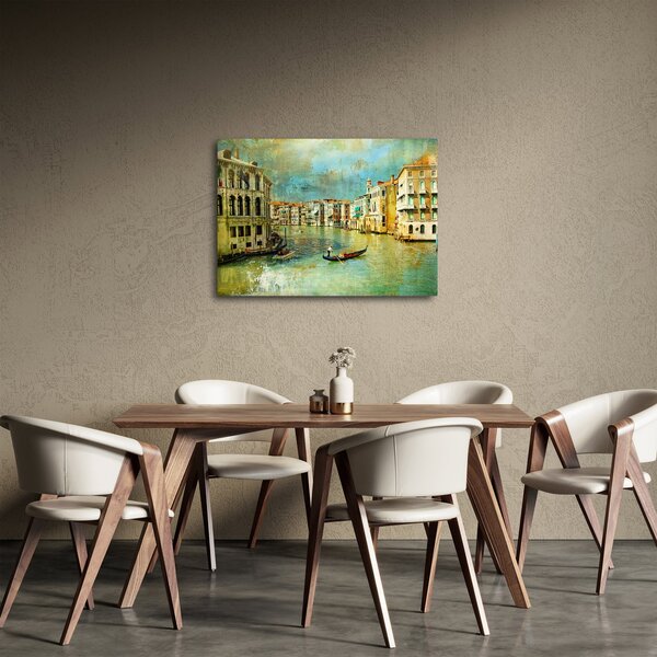 Obraz - Benátsky kanál a gondoly (70x50 cm)