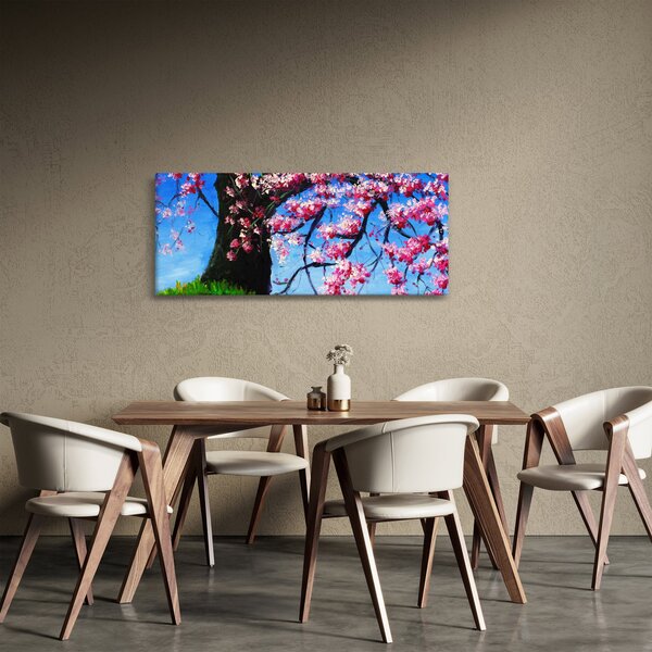 Obraz maľované rozkvitnuté čerešne (120x50 cm)