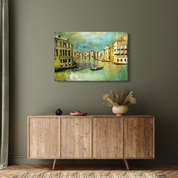 Obraz - Benátsky kanál a gondoly (90x60 cm)