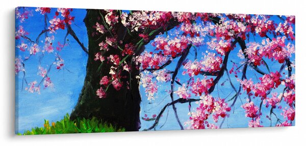 Obraz maľované rozkvitnuté čerešne (120x50 cm)