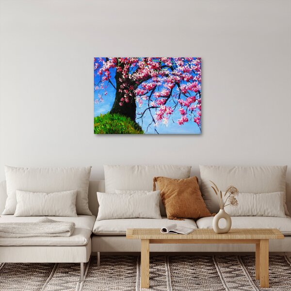 Obraz maľované rozkvitnuté čerešne (70x50 cm)