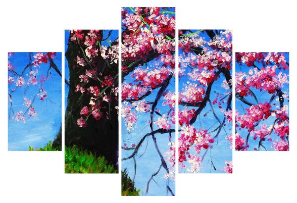 Obraz maľované rozkvitnuté čerešne (150x105 cm)