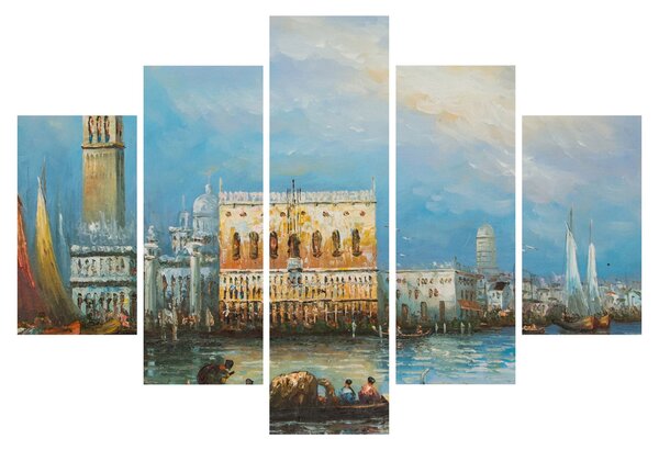 Obraz - Gondola prechádzajúca Benátkami, olejomaľba (150x105 cm)