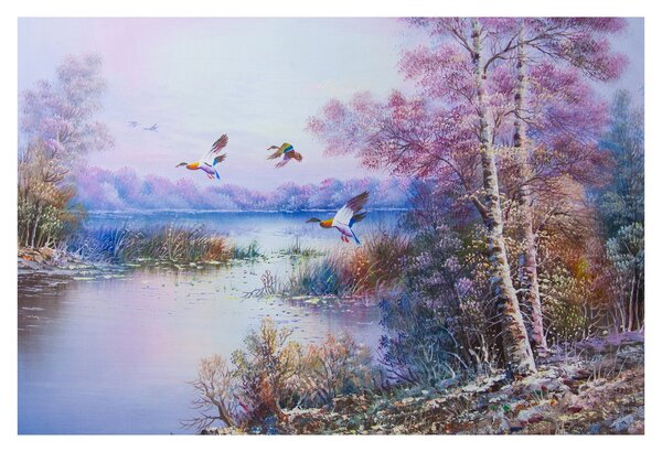 Obraz - Prichádza jeseň, olejomaľba (90x60 cm)