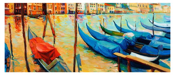 Obraz - Prístav v Benátkach (120x50 cm)