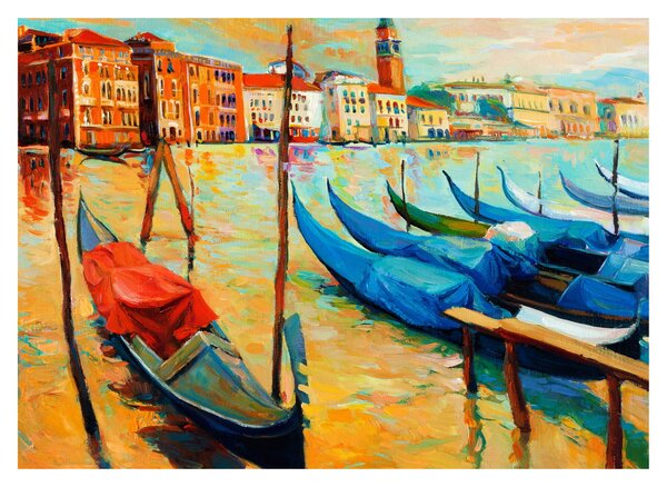 Obraz - Prístav v Benátkach (70x50 cm)
