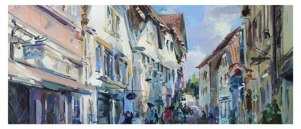 Obraz - Ulička starého mesta, akrylová maľba (120x50 cm)