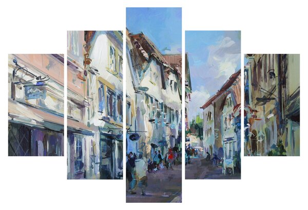 Obraz - Ulička starého mesta, akrylová maľba (150x105 cm)