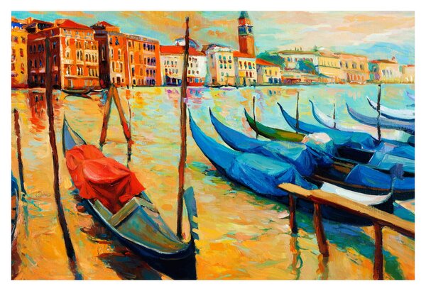 Obraz - Prístav v Benátkach (90x60 cm)