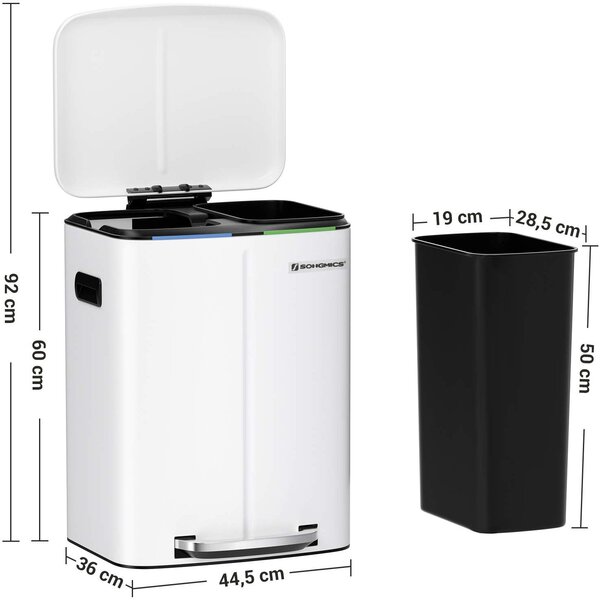 SONGMICS Odpadkový kôš 2x20 L KAILO biely