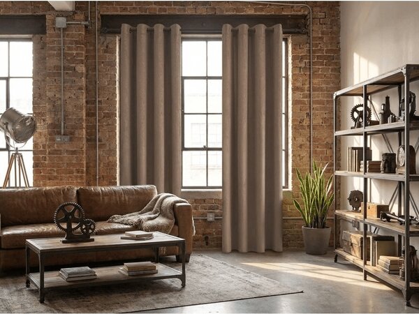 Zatemňovacia záclona DUNES VELVET 140x250 cm, béžovohnedá Zavesenie: Kovové krúžky