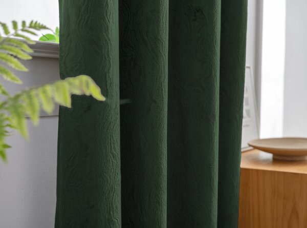 Zatemňovací záves DUNES VELVET 140x250 cm, tmavozelený Zavesenie: Kovové krúžky