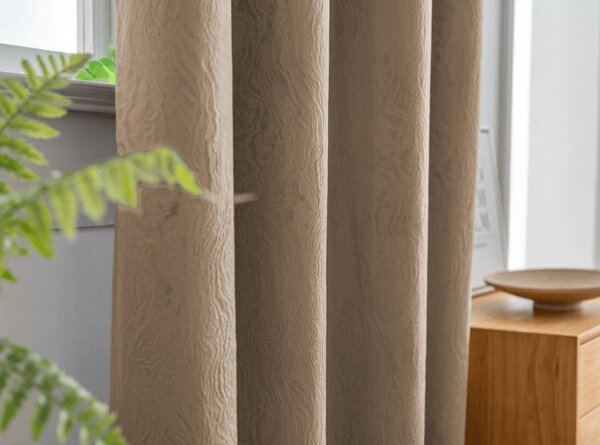 Zatemňovacia záclona DUNES VELVET 140x250 cm, béžovohnedá Zavesenie: Kovové krúžky