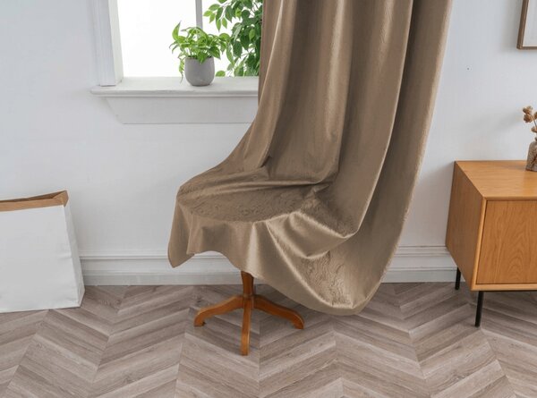 Zatemňovacia záclona DUNES VELVET 140x250 cm, béžovohnedá Zavesenie: Kovové krúžky