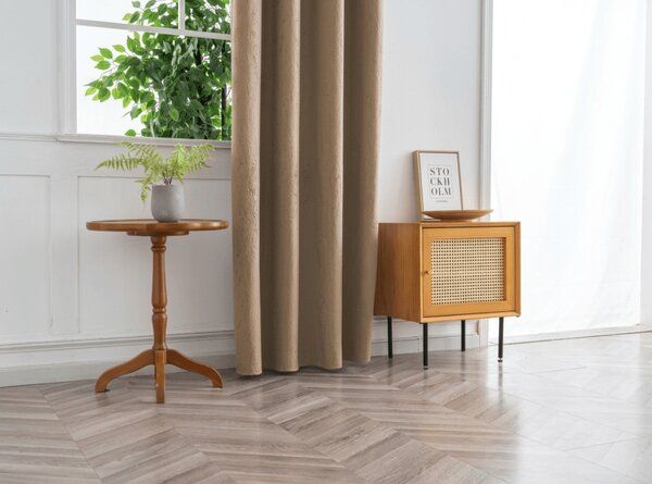 Zatemňovacia záclona DUNES VELVET 140x250 cm, béžovohnedá Zavesenie: Kovové krúžky