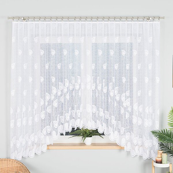 Biela žakarová záclona NORA 350x180 cm
