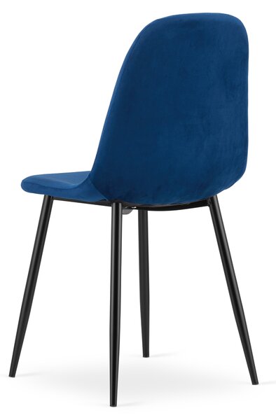 Jedálenská stolička PADVA VELVET s čiernymi nohami, modrá