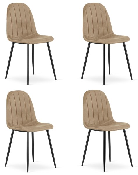 Jedálenská stolička PADVA VELVET s čiernymi nohami, hnedá