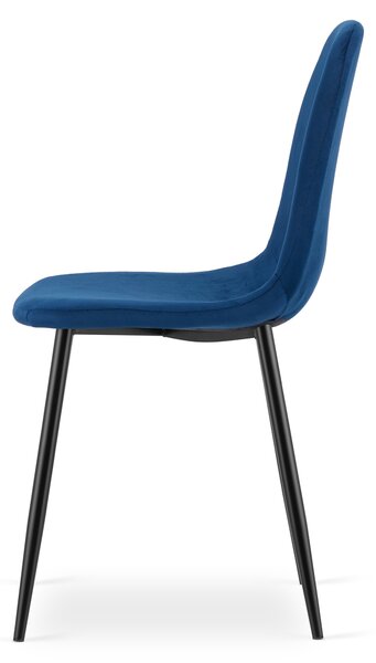 Jedálenská stolička PADVA VELVET s čiernymi nohami, modrá