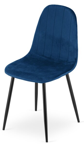 Jedálenská stolička PADVA VELVET s čiernymi nohami, modrá