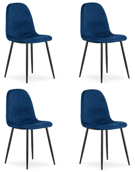 Jedálenská stolička PADVA VELVET s čiernymi nohami, modrá