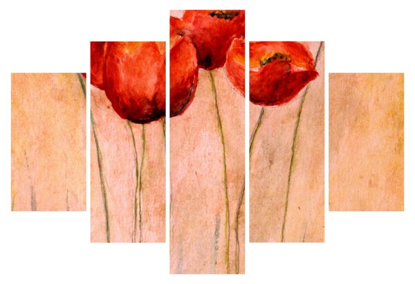 Obraz - Červené tulipány (150x105 cm)
