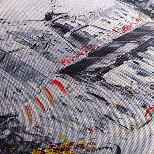 Obraz - Ulica v Paríži, olejomaľba (s hodinami) (90x30 cm)