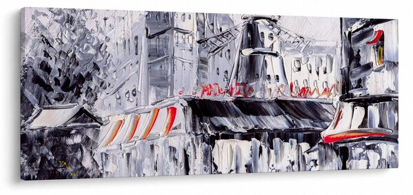 Obraz - Ulica v Paríži, olejomaľba (120x50 cm)